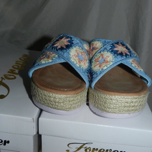Forever Link Women's Phenomenal-67 Espadrilles Sandals Floral Blue🆕FAST😮‍💨⚡🚚 - Picture 7 of 16